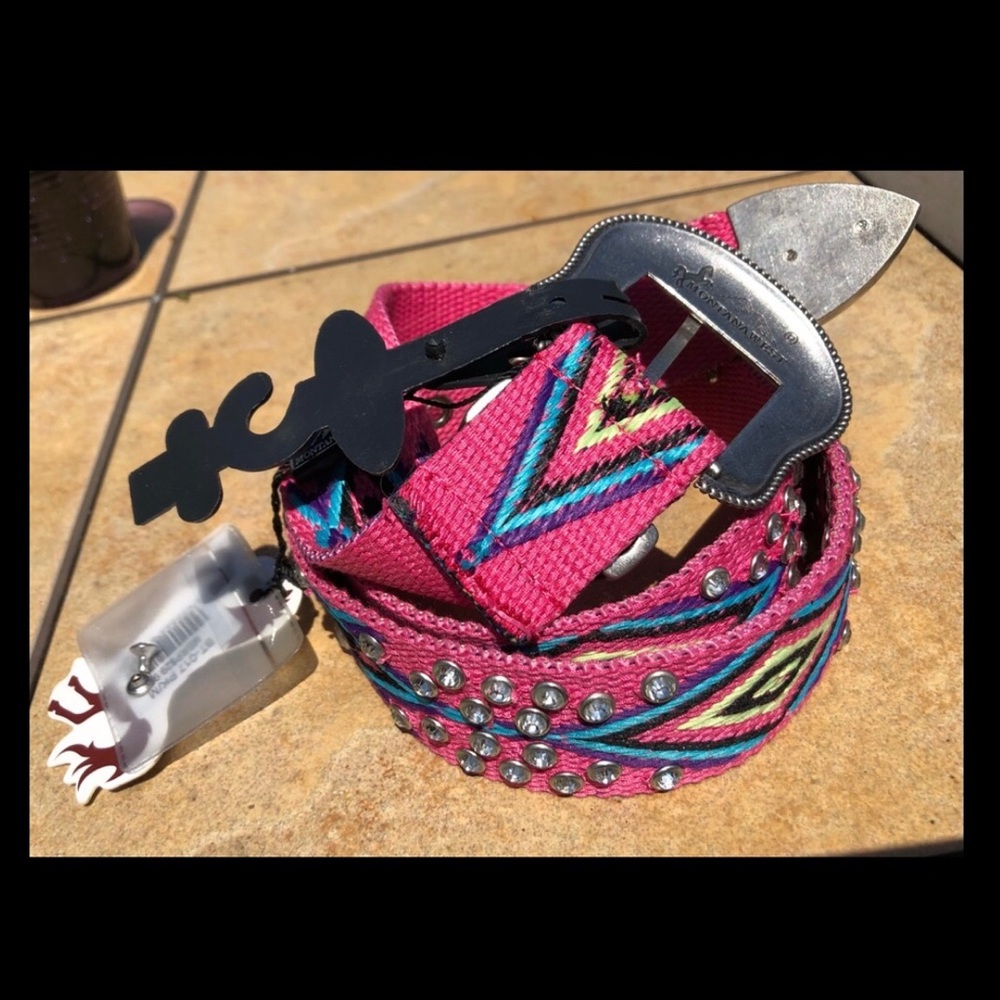 New with tags "Montana West Belt" Aztec, rhinestones, turquoise metal Buckle.